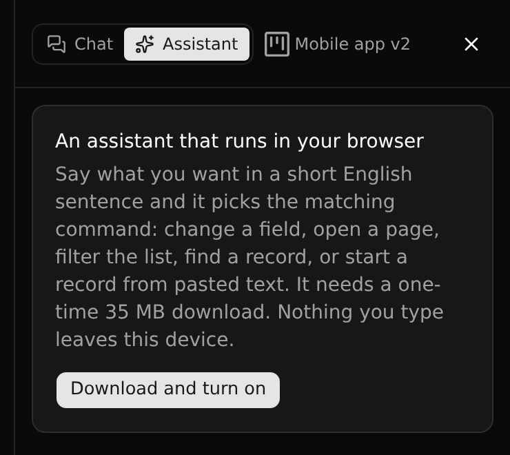 The assistant, before it is turned on