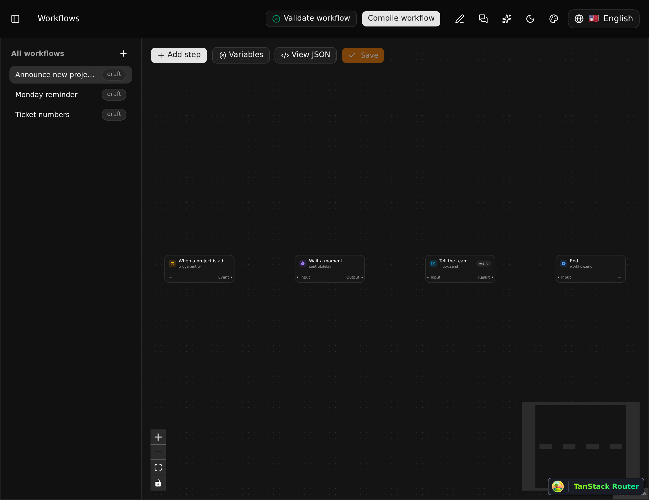 The workflow canvas