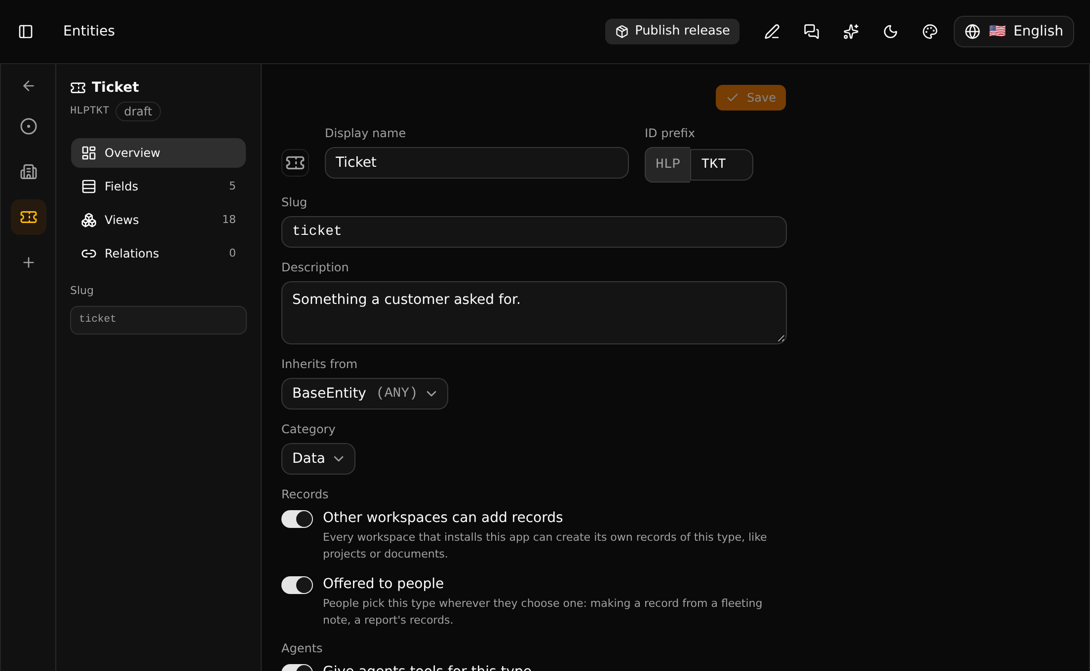 The overview of a type