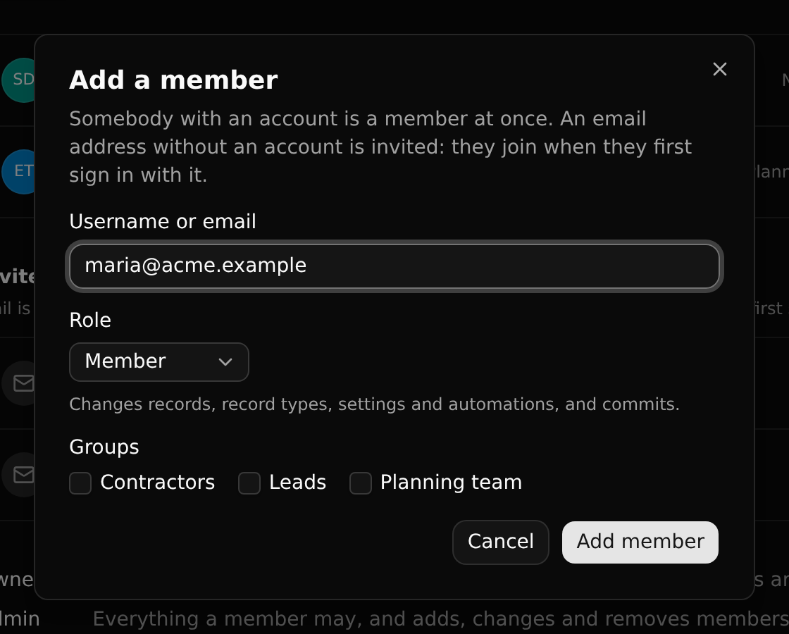 Adding a member