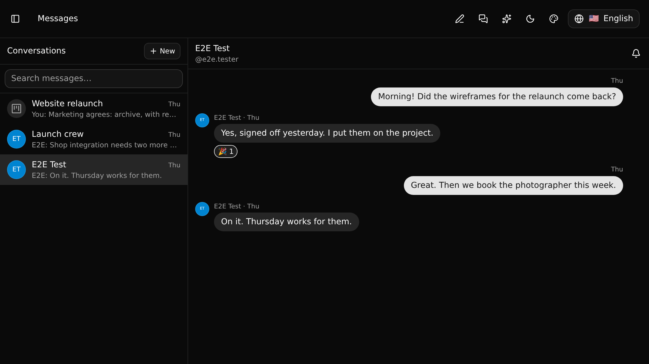 The Messages page