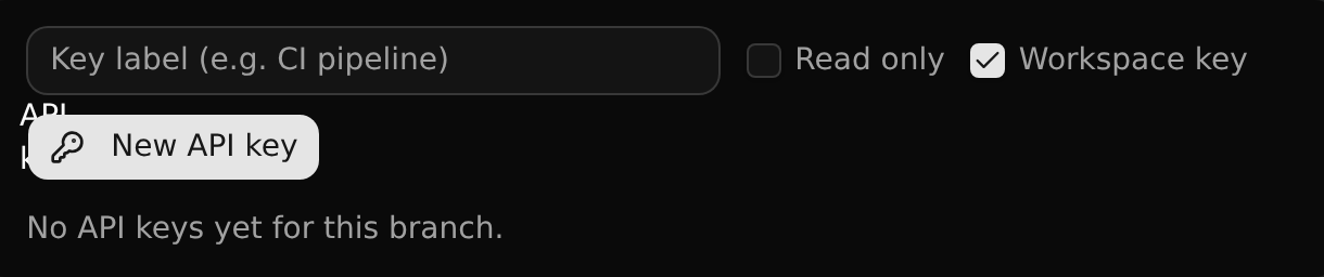 The workspace key option