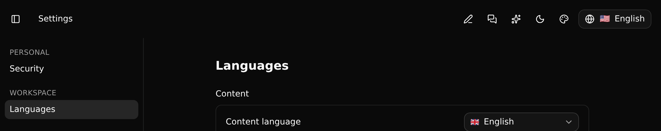 Settings > Languages