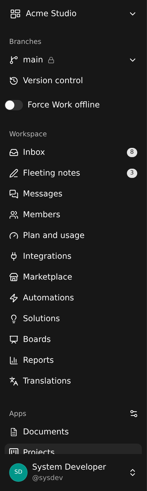 The sidebar