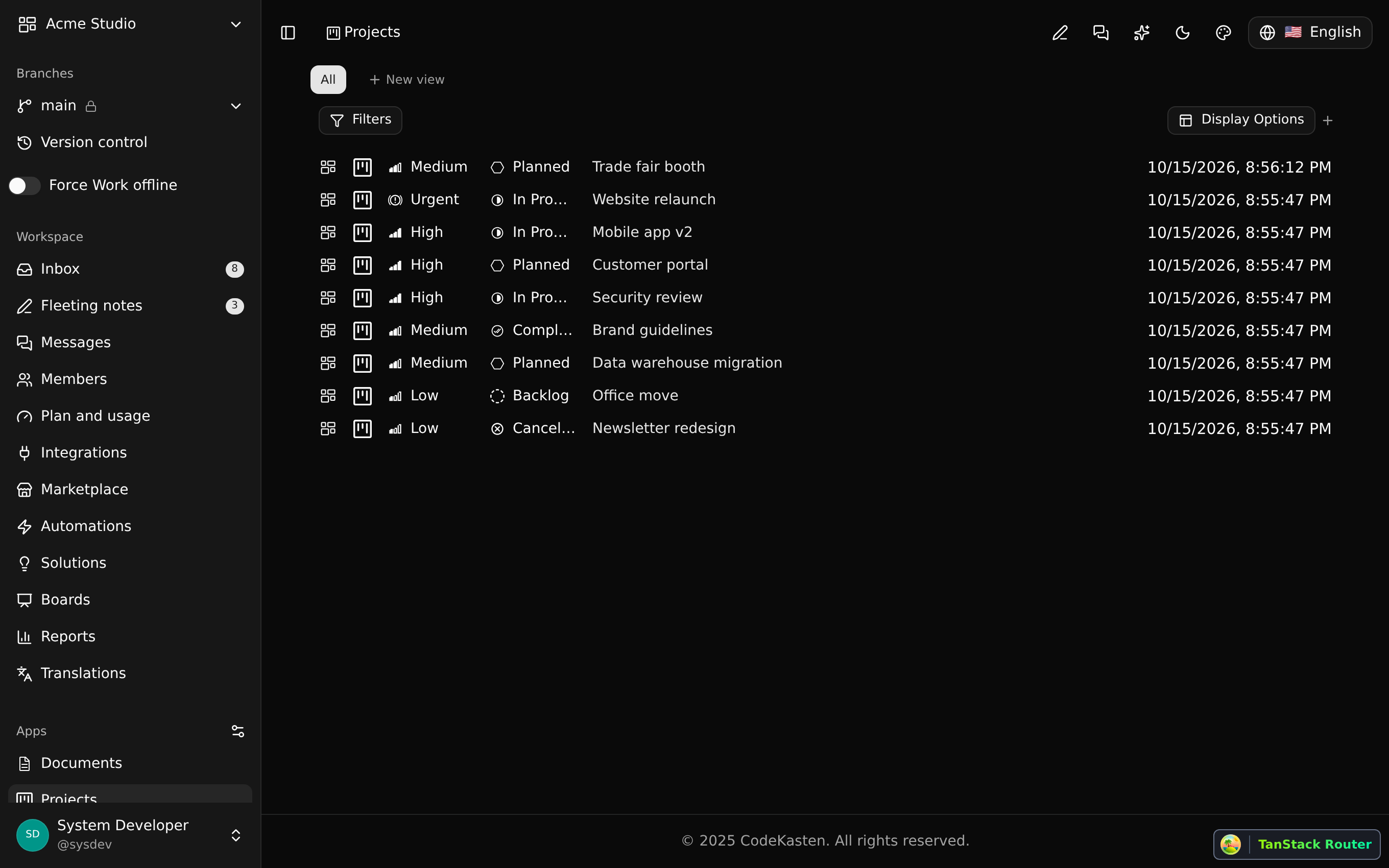 A workspace in CodeKasten